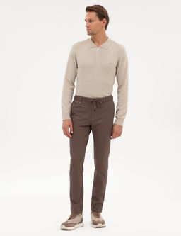 Vizon Beli Lastikli Kordonlu Klasik Jogger Pantolon