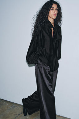 ZW COLLECTION FLOWING SHIRT WITH TIES - Zara фото 3