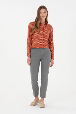 Kad_n Gri Kanvas Carrot High Waist Fit Kanvas Pantolon