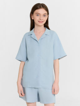 Рубашка для девочки голубая - Mark formelle фото 2