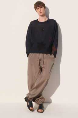 JERSEY RELAXED FIT FLORES / Marino