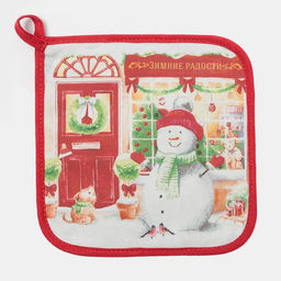Прихватка Зимние радости 19х19см,100% х/л,ватин 250г/м2