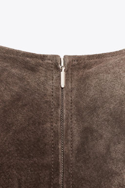 100% LEATHER MIDI DRESS - Zara фото 8