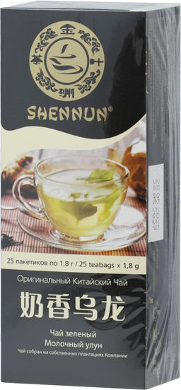 SHENNUN. Зеленый. Молочный улун карт.упаковка, 25 пак.