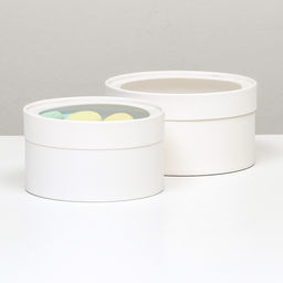 Набор 2 в 1 круглых коробок Белая с окном, 21 х 11 - 18 х 10 см