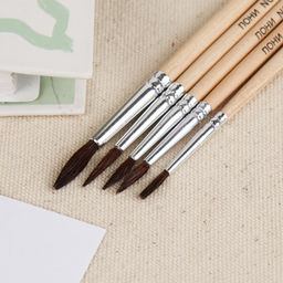 Кисти для масляной живописи 5 штук набор / 7676 /уп 24/480/1,2,3,4,5 - Галеонтрейд фото 2