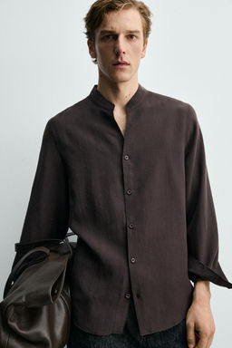 CAMISA FLUIDA CUELLO TIRA / Marr?n - Zara фото 5