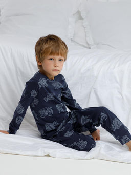 К 1552/морской синий,дорожная техника пижама дет