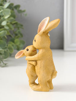 Фигурка полистоун Мама зайка в цветочном венке обнимает малыша, 15 см