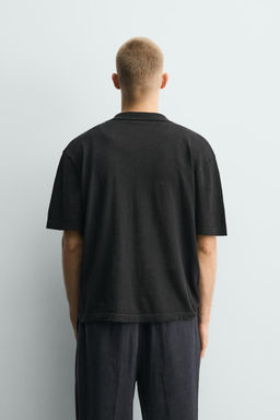 CAMISA PUNTO LINO - ALGOD?N / Negro - Zara фото 3