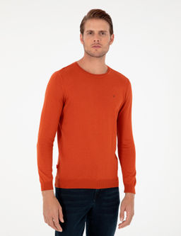 Turuncu Slim Fit Bisiklet Yaka Basic Triko Kazak - Pierre cardin фото 3