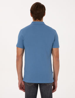 Koyu Mavi Slim Fit %100 Pamuk K_vr_lmaz Polo Yaka Basic Ti__rt