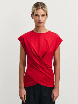 Футболка из хлопка с запахом / Zarina  фото 3