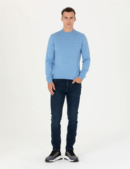 Mavi Melanj Slim Fit Yar_m Bal_k__ Yaka Basic Triko Kazak - Pierre cardin фото 4