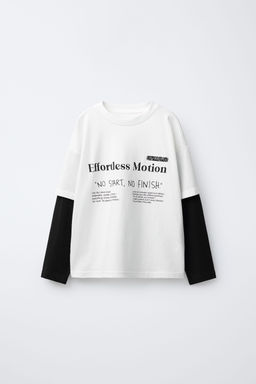 DOUBLE-SLEEVE SLOGAN T-SHIRT