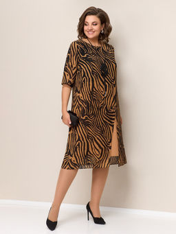 Платье из шифона принт зебра стильное - Almond фото 2