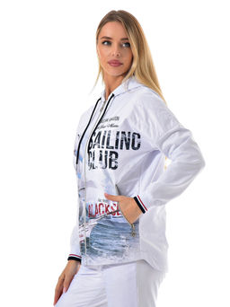 Толстовка из футера комбинированного с принтованной плащевой тканью - А+б коллекция фото 114