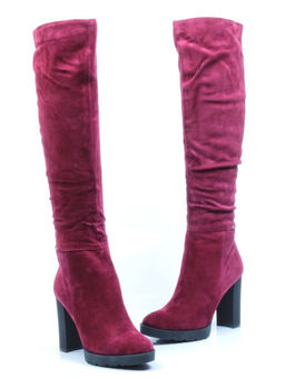 02-A163W-179X WINE Ботфорты зимние женские (натуральная замша, натуральный мех (еврозима))