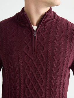 Fermuarl? Dik Yaka Erkek Triko Kazak