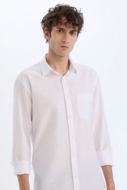 Modern Fit Polo Yaka Basic Duz Uzun Kollu Gomlek