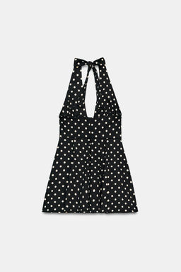 VESTIDO HALTER FALDA CAPA / Negro / Blanco - Zara фото 6