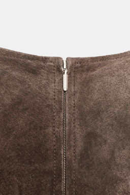 100% LEATHER MIDI DRESS - Zara фото 12