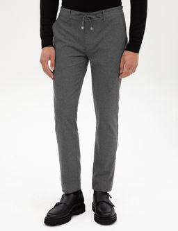 Gri Slim Fit Beli Lastikli Kordonlu Kanvas Pantolon - Pierre cardin фото 2