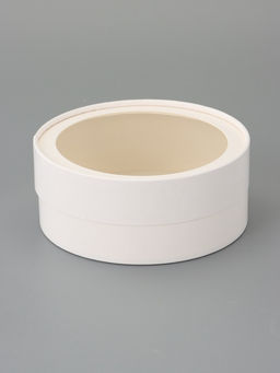 Коробка подарочная круглая с окном, завальцованная, белая, 15×6 см