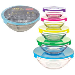 Набор из 5 стеклянных мисок с крышками INSALATO (150/210/360/510/920мл) арт.007177 - Mallony фото 2