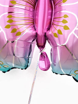 Цена за 2 шт. Воздушный шар фольгированный 32" «Бабочка» цвет голубой металлик