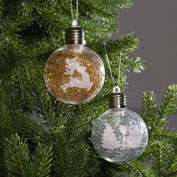 Набор ёлочных шаров Ледяные узоры, 2 шт, d=8 см, 1 LED, от батареек, свечение RGB - Luazon lighting фото 2