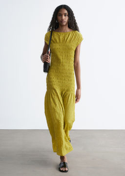 Maxivestido fruncido con nido de abeja - H&m фото 6