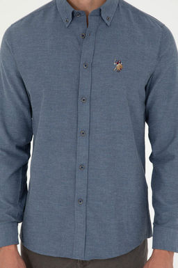 Мужская базовая рубашка цвета индиго с длинным рукавом - U.s. polo assn фото 13