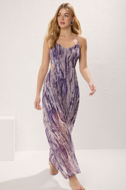 TRENDYOLMILLA Cok Renkli A Kesim Astarl? Pencere/Cut Out Detayl? Cicek Desenli Maxi Dokuma Elbise TWOSS20EL1270  фото 25