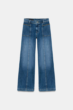 JEANS Z1975 CULOTTE TIRO ALTO PESPUNTES / Azul - Zara фото 7