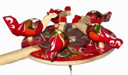 Богородская игрушка "Курочки на кормушке" арт.Р-45/763 (РНИ) /10