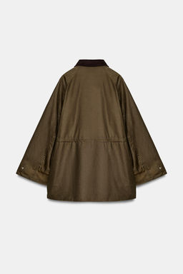 ZW COLLECTION WAXED JACKET WITH CORDUROY COLLAR - Zara фото 22