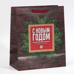 Цена за 2 шт. Пакет подарочный новогодний ламинированный «С Новым годом», ML 23×27×11.5 см