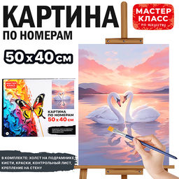 Картина по номерам MKR5040-33 "Лебеди неразлучники" 50х40 см.