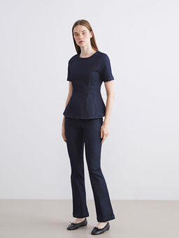 Bisiklet Yaka Peplum Jean Bluz