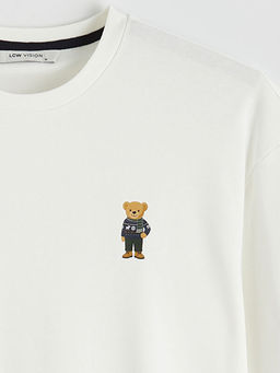 Bisiklet Yaka Ay? Teddy Bask?l? Erkek Ti??rt