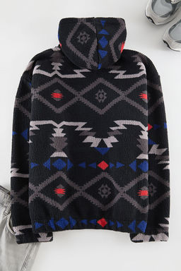 TRENDYOL MAN Siyah Un?sex Oversize/Genis Kesim Desenli Serpa Polar/Pelus Kapusonlu Sweatshirt TMNAW25SW00147 - Trendyolmilla фото 8