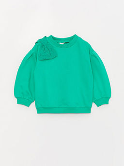 Bisiklet Yaka Fiyonk Detayl? Uzun Kollu K?z Bebek Sweatshirt