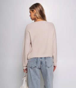 Джемпер #КТ1910 (1), бежево-серый - Dommod фото 3