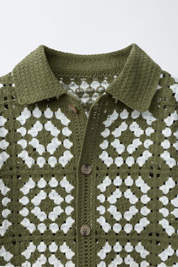 CAMISA PUNTO CROCHET / Verde - Zara фото 4
