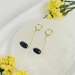 Серьги на цепочке из Сапфира - Радуга самоцветов фото 2