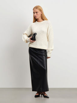 Джемпер с текстурной вязкой - Emka фото 2