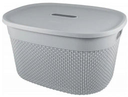 Корзина для хранения с крышкой OSLO 6л серый шторм PT1331СШ-10 - Пластик репаблик фото 2