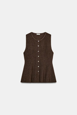 RIB PEPLUM BUTTON TOP - Zara фото 18