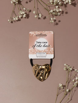 Цена за 3 шт. Резинка для волос "Залин" сердце, 4 см, золото